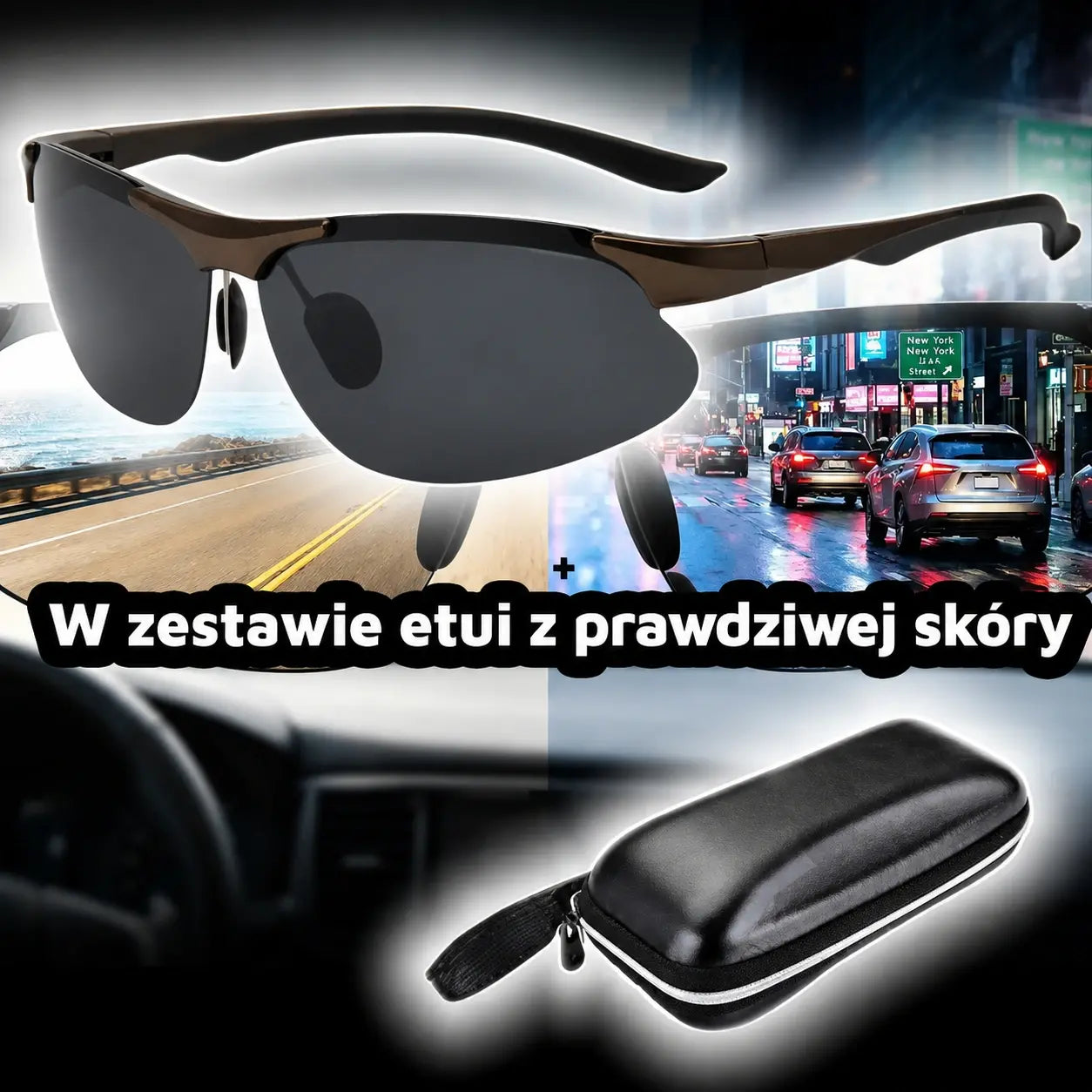 Automatyczne fotochromowe okulary przeciwsłoneczne z polaryzacją, odpowiednie do jazdy w dzień i w nocy
