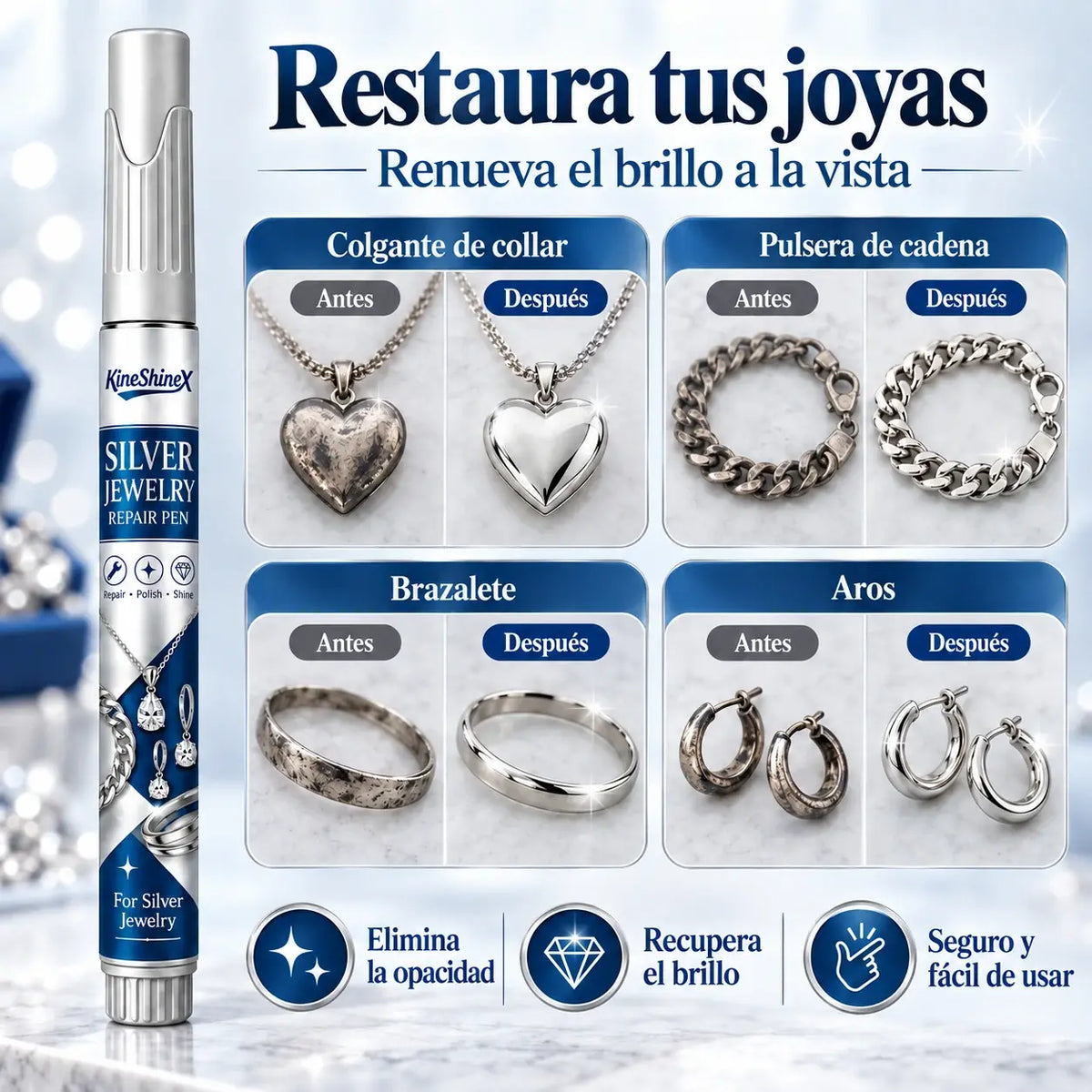 🔥 Oferta por tiempo limitado: 50 % de descuento 🔥 Lápiz para reparar arañazos y retocar joyas de plata
