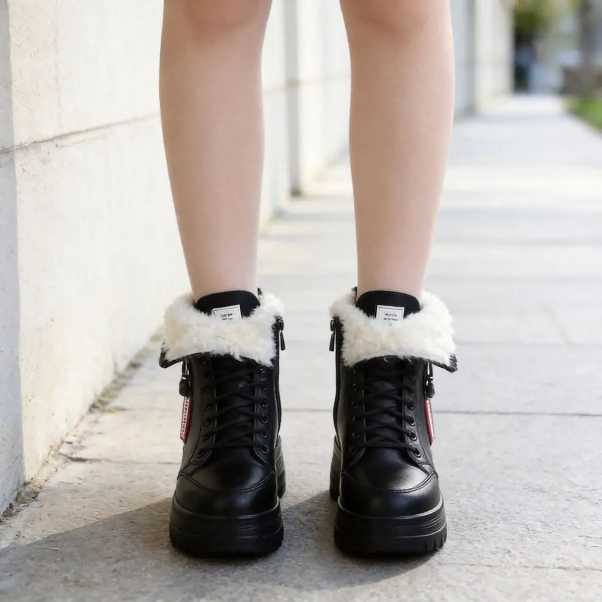 【35-40】Nowe zimowe buty wykonane są z grubej, miękkiej skóry, mają grubą podeszwę i dużą zawartość bawełny.