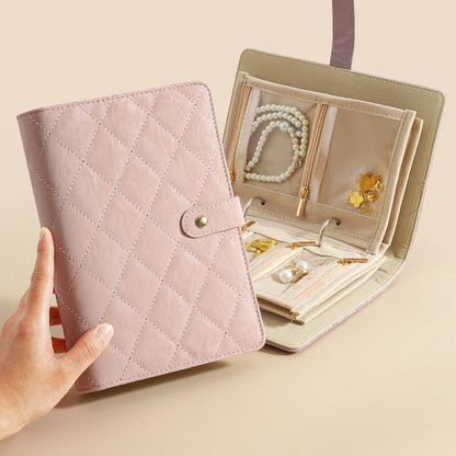 🔥 Ofertas Irresistibles -50% 🔥 Elegante bolso organizador de joyas portátil con estampado de cuadros.