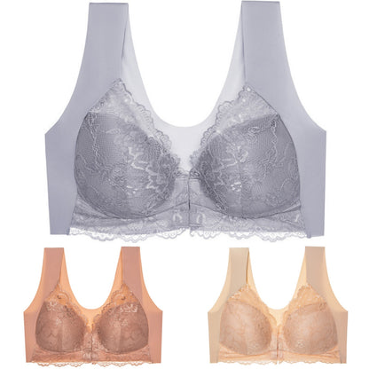 ✨🔥【Έκπτωση περιορισμένης διάρκειας】🔥【3 τεμάχια】 Μεγάλο μέγεθος με μπροστινό κούμπωμα, σέξι, χωρίς μπανέλα, σουτιέν με όμορφη πλάτη