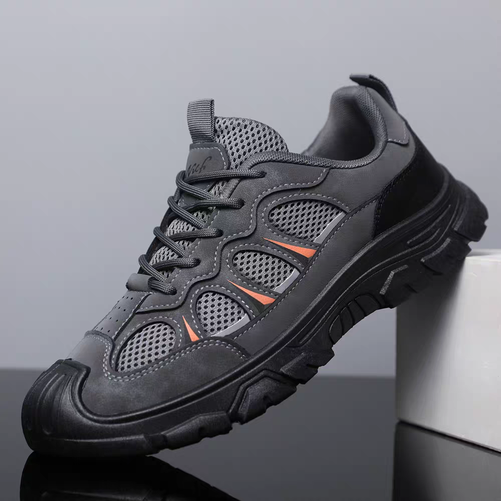 Męskie letnie sneakersy z oddychającą siateczką – sportowe buty casual z miękką podeszwą ortopedyczną, antypoślizgowe, pomagające łagodzić ból stóp