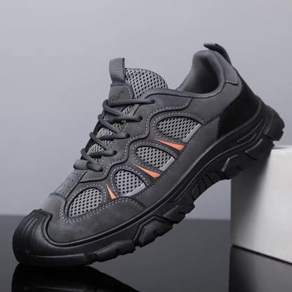 Męskie letnie sneakersy z oddychającą siateczką – sportowe buty casual z miękką podeszwą ortopedyczną, antypoślizgowe, pomagające łagodzić ból stóp