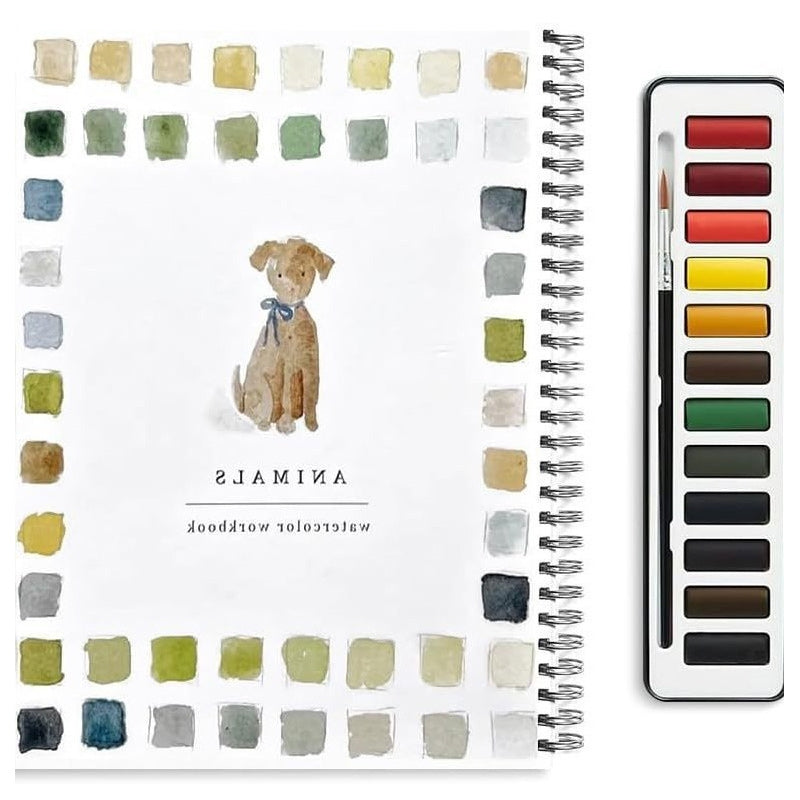 ✨【¡50% de descuento!】🎨 El juego completo de libros de pintura en acuarela incluye pinturas de acuarela y pinceles gratis
