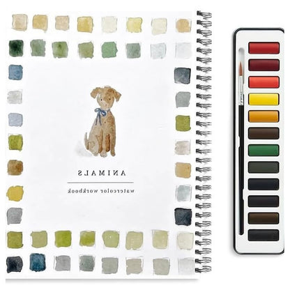 ✨【¡50% de descuento!】🎨 El juego completo de libros de pintura en acuarela incluye pinturas de acuarela y pinceles gratis