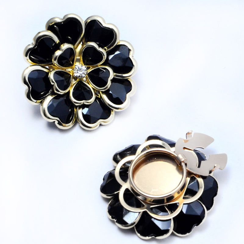 💎🌺Botones de camisa con decoración de esmalte, adornos de diamantes de imitación de bronce antiguo, cubrebotones, broches y gemelos.