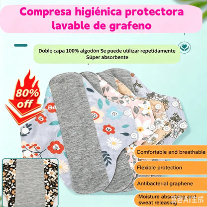 【5 piezas】Almohadilla antibacteriana de algodón y grafeno lavable