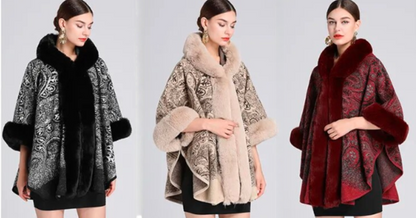 🍁💐【40–85 kg】 Jesen/zima 2025, nov plašč z ovratnikom in kapuco za večje velikosti, šal