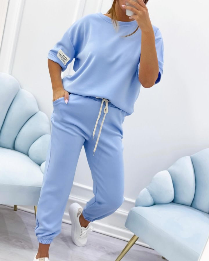 ⏰ Conjunto casual de top y pantalones lisos para mujer (S-5XL)