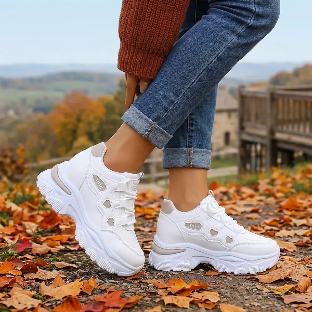 【35-42】👟Damskie trampki na platformie Chunky Dad – z ukrytym klinem – sznurowane, codzienne buty sportowe w blokach kolorów 2026