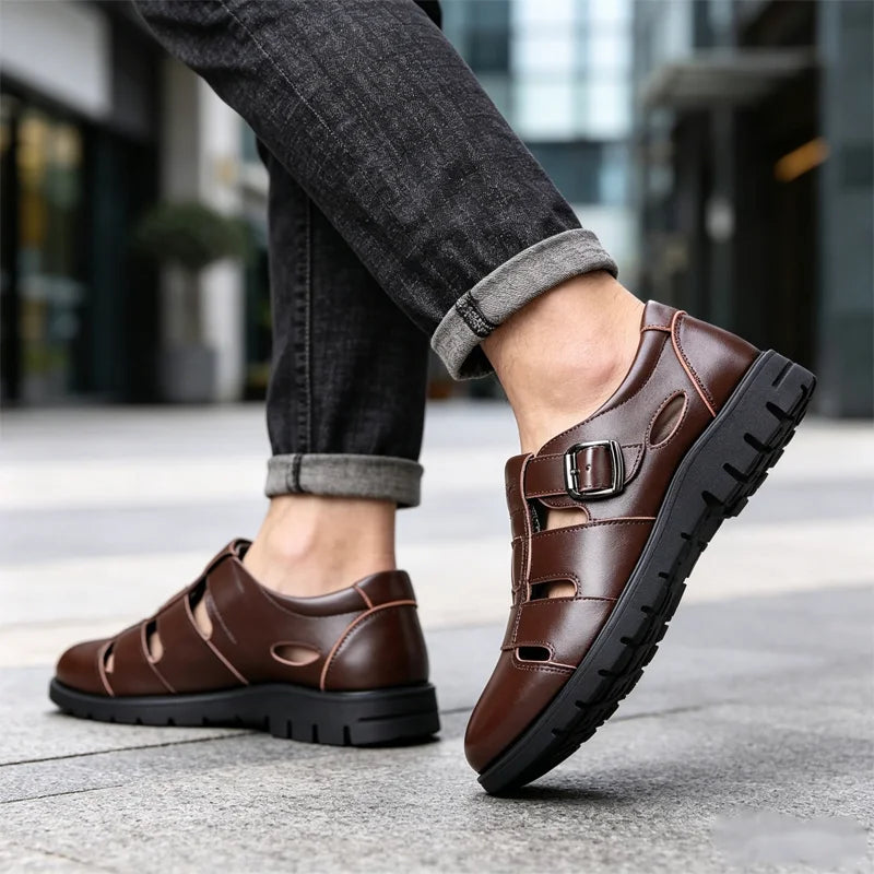 👞Muške ležerne sandale od prave kože s mekim potplatom｜Prozračne, udobne i vrhunskog izgleda