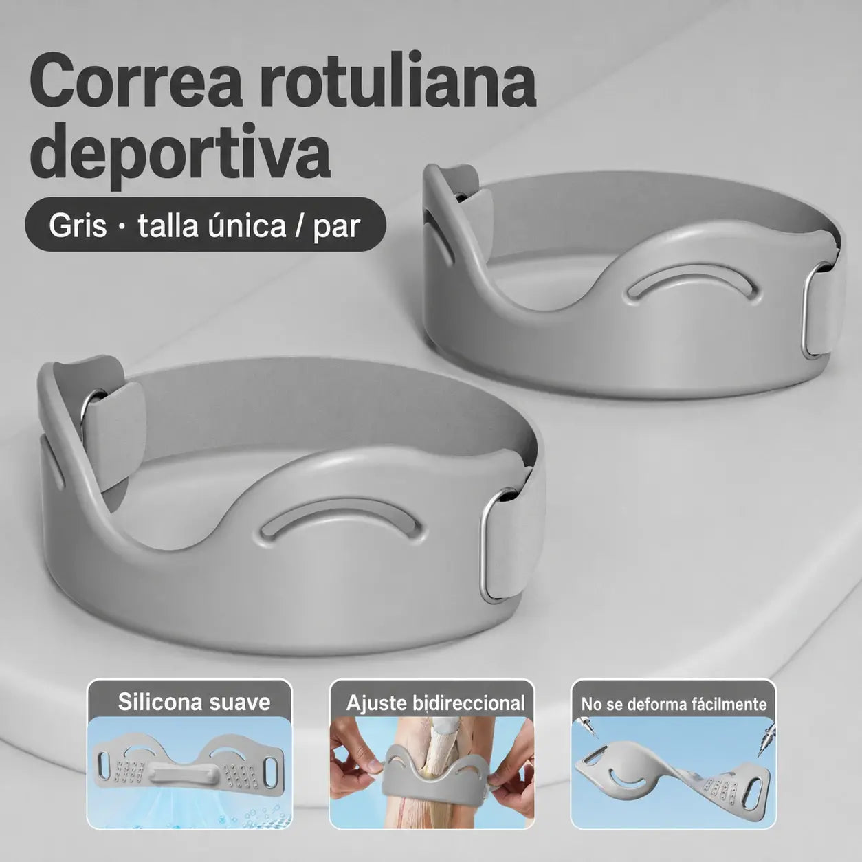 【4 pares por 27 €】Correa de silicona para la rótula de la rodilla: absorbe los impactos y proporciona soporte transpirable 🦵