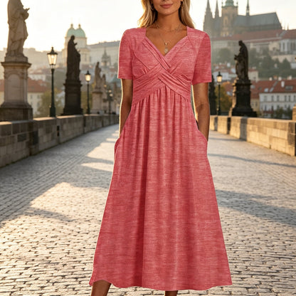 【Płatność przy odbiorze】Czysta bawełna, wygodna, nowoczesna, swobodna sukienka midi -[S-5XL]