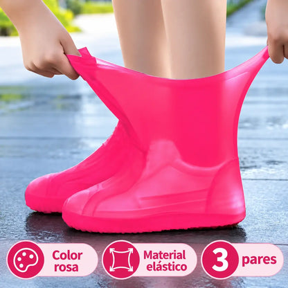 🥾💦Pack de 3 pares de cubrezapatos de goma resistentes | Protección contra agua y barro