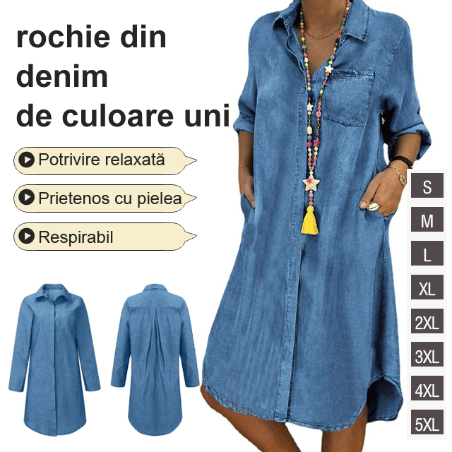 👘50% отстъпка🔥【40-120kg】Дамска рокля с големи размери от деним 2026 г., обикновена ежедневна рокля ✅Плащане при доставка