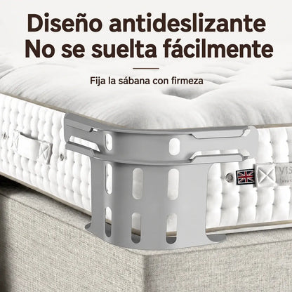 🛏️ Clips ocultos para las cuatro esquinas de la sábana – evitan que las sábanas se desplacen o resbalen, manteniéndolas lisas y bien sujetas.
