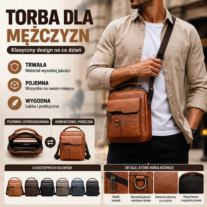 【Wersja premium z prawdziwej skóry】Duża, casualowa torba męska na ramię w stylu vintage