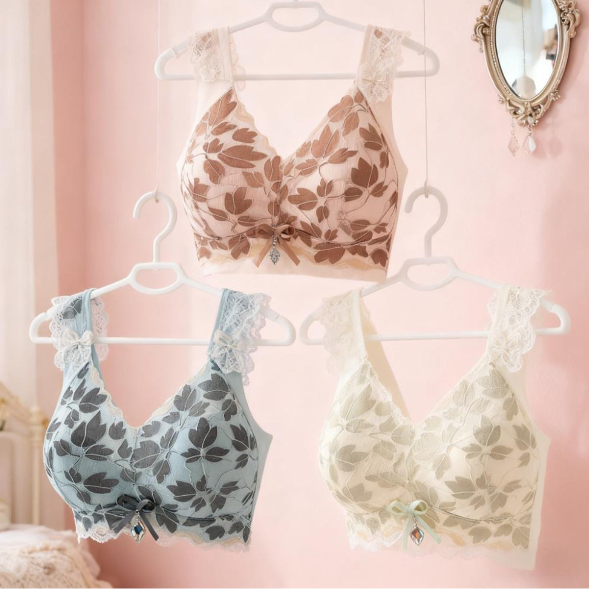 💌🌈【Pack de 3】【Tallas M-4XL】Sujetador sin costuras para mujer, ideal para bustos grandes. Push-up, sin aros, cómodo y con una bonita espalda.