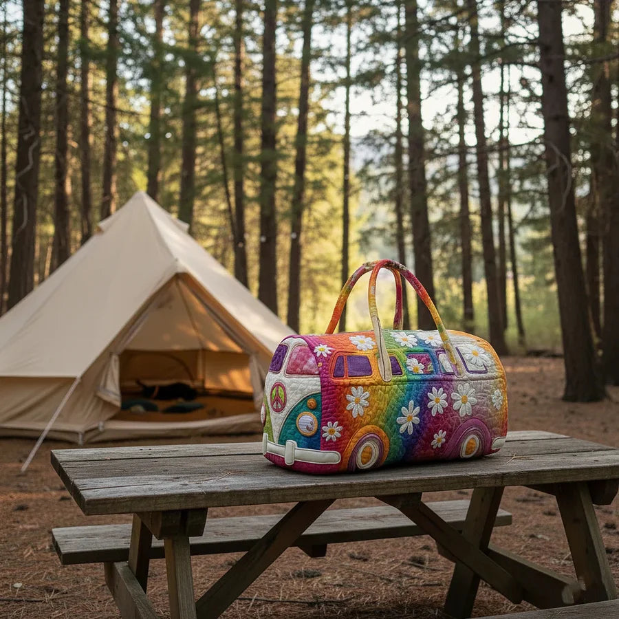 Bolsa de viaje acolchada Hippie Van【(18x9x9) pulgadas】
