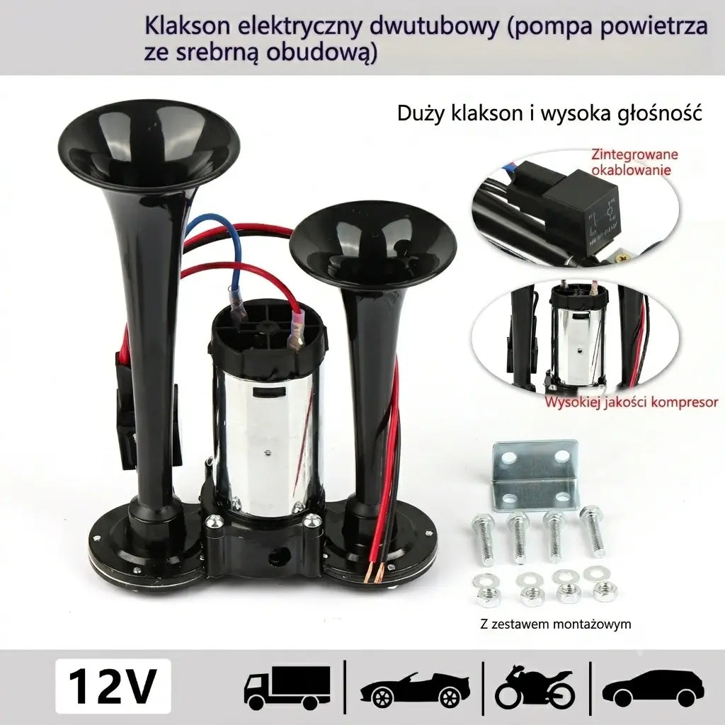 🚗🚂📣 Klakson pneumatyczny do pociągów, ciężarówek i samochodów osobowych