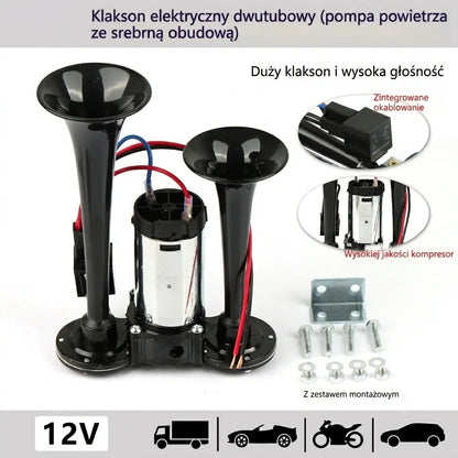 🚗🚂📣 Klakson pneumatyczny do pociągów, ciężarówek i samochodów osobowych