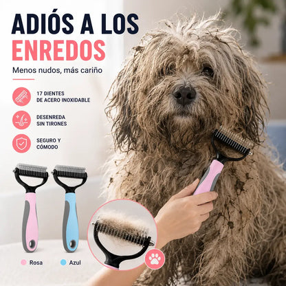 🐶【2 piezas】Cepillo Profesional Doble Cara para Perros y Gatos - Aseo, Desenredado y Masaje de Mascotas