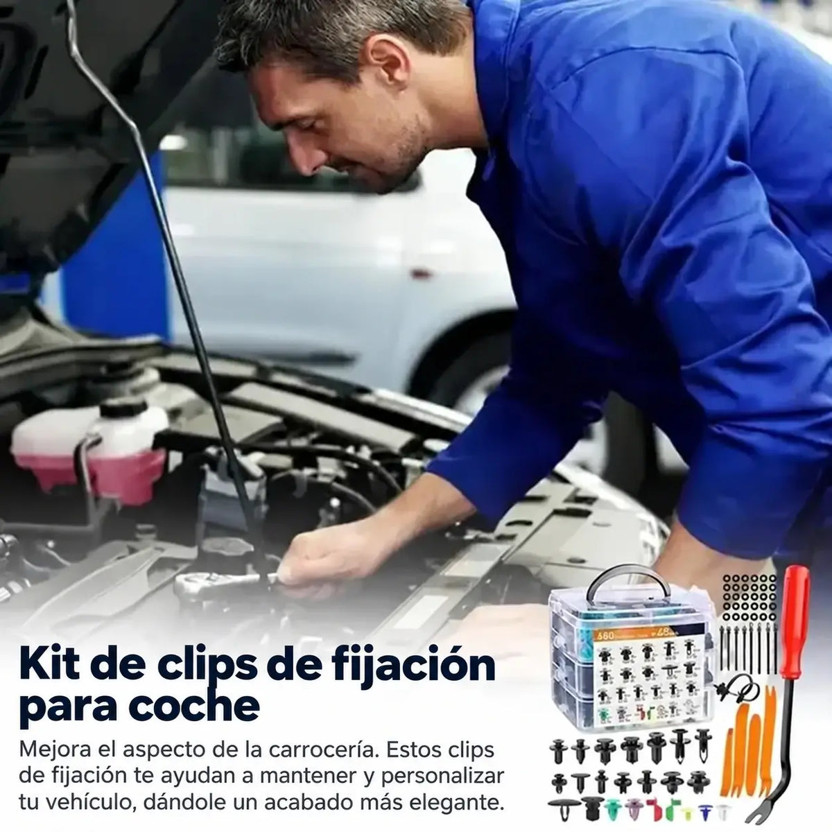 🔥🔥【680 piezas + herramientas de 6 pulgadas + juego de cuatro piezas + almohadilla de esponja + brida】🧰🛠️Juego de hebillas de plástico para tornillos de expansión automotrices