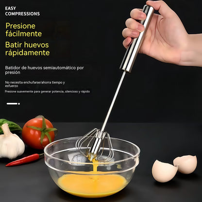 33€【 Conjunto de 3 piezas】Batidor de huevos semiautomático de acero inoxidable