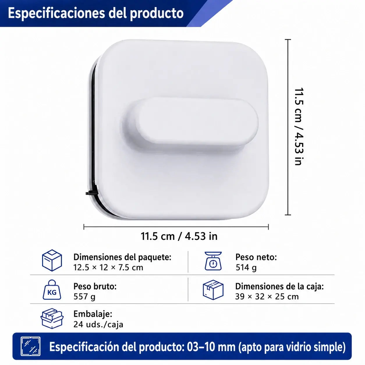 1 unidad 30 euros ⚡ Limpiacristales magnético – Área de limpieza aumentada en un 30 %. Doble esponja de limpieza + espátula – ¡Resultados de limpieza perfectos con una sola pasada! 🧊🌀