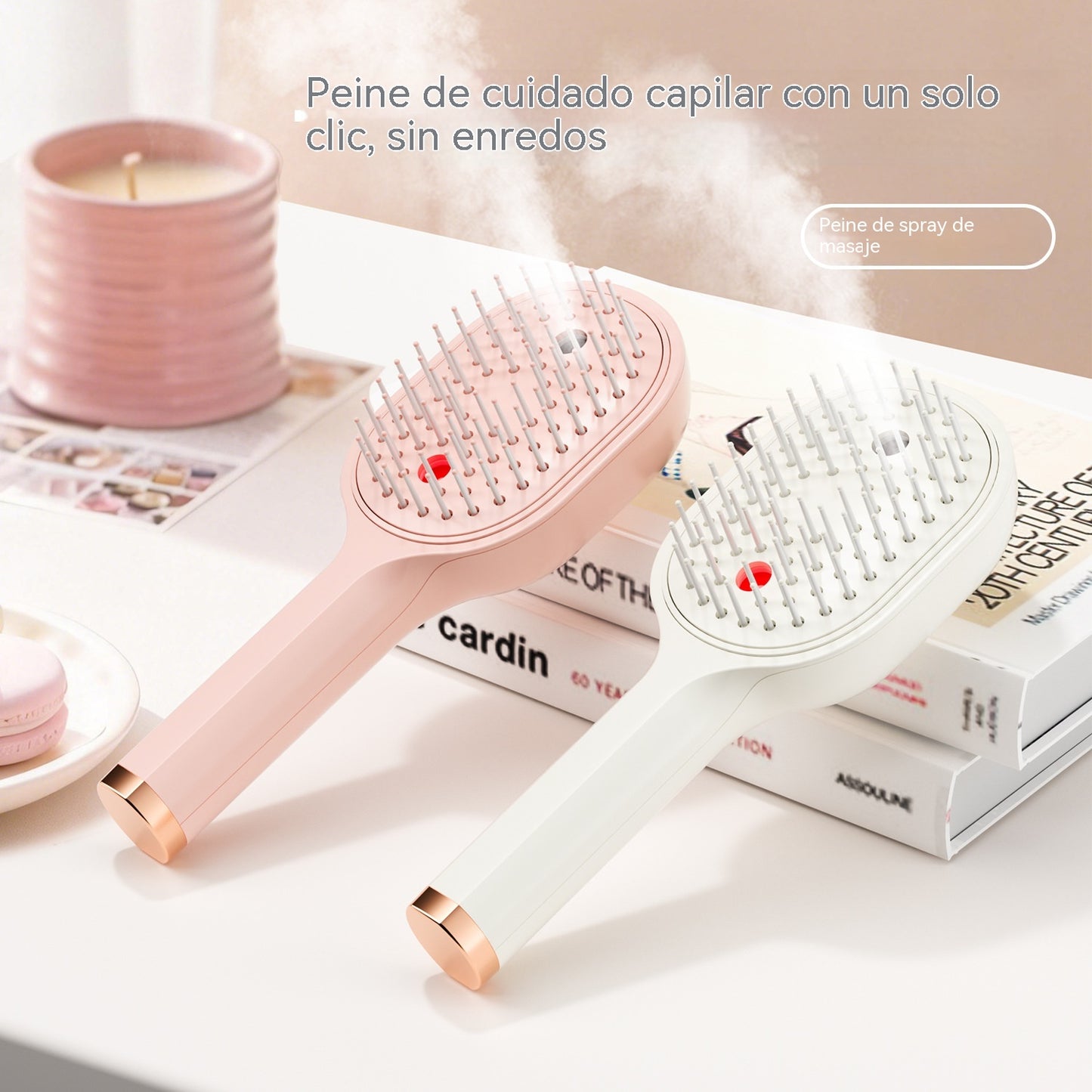 💖💨Un peine con función de pulverización de un solo botón para evitar eficazmente que el cabello se enrede.