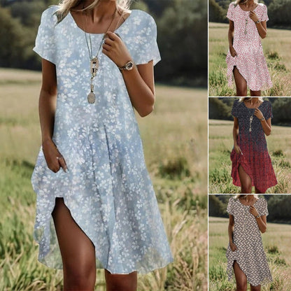 🛒📣【Последен ден на промоцията】💖【S-3XL】👗Нова ежедневна рокля с обло деколте и принт за пролет и лято 2026