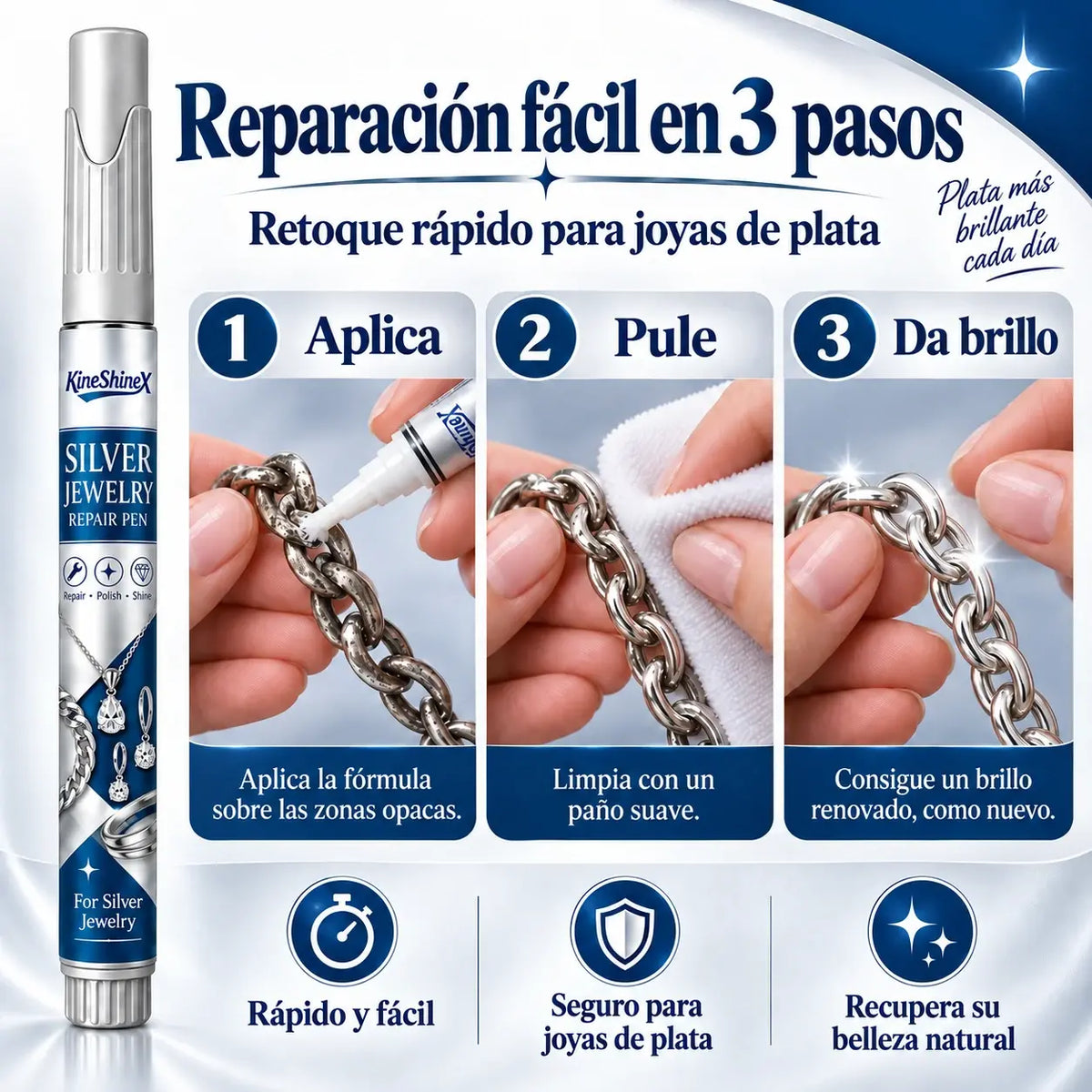 🔥 Oferta por tiempo limitado: 50 % de descuento 🔥 Lápiz para reparar arañazos y retocar joyas de plata