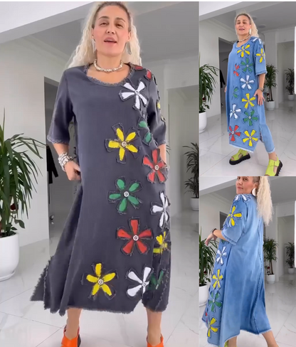 💥49% popusta💥💕【S-5XL】👗Ležerna haljina s okruglim izrezom i cvjetnim printom