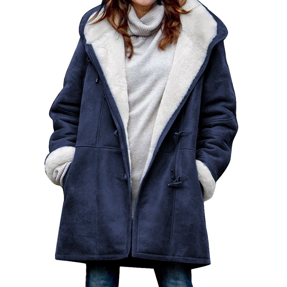 🔥⛄【Ograniczona zniżka 50%】✨【S-5XL】Nowa modna ciepła damska kurtka z kapturem i podszewką ze zamszu i polaru