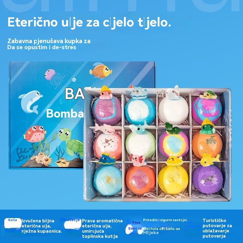 【12 komada 36 eura】Set od 12 kuglica soli za kupanje u obliku morskih životinja (60 g svaka) za djecu.