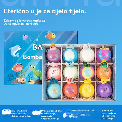 【12 komada 36 eura】Set od 12 kuglica soli za kupanje u obliku morskih životinja (60 g svaka) za djecu.