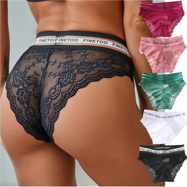【50% OFF】 Дамски секси дантелени слипове със средна талия（5 части）