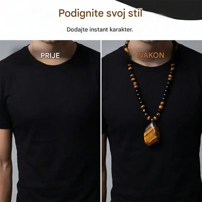 🐯🔥 Vremenski ograničena ponuda: 52% popusta! Muška ogrlica s prirodnim perlicama od tigrovog oka: Ručno tkana vrpca, polirane i glatke perle koje će naglasiti vaš jedinstveni stil ✨