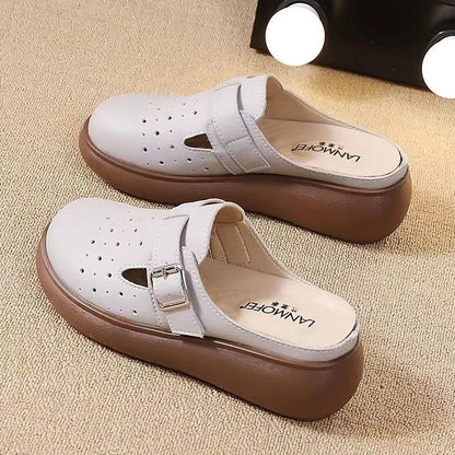✨50% OFF【35-40】 Ръчно изработени дамски кожени сандали с дебела, мека подметка – комфорт през целия ден