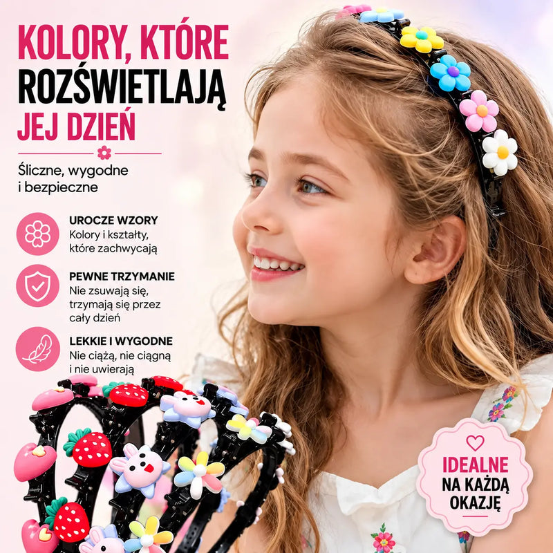 【5 sztuk】Spinki, klipsy i plecione opaski do włosów dla dziewczynek