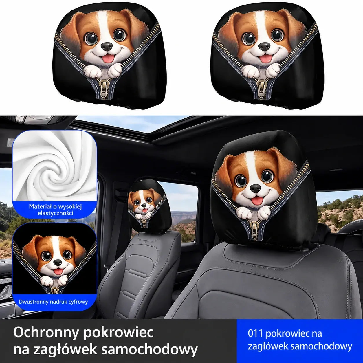 Pokrowce na poduszki samochodowe z zabawnym motywem