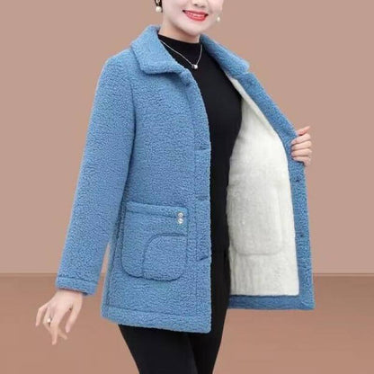 💥🔥☃️Chaqueta cálida para mujer 2025, nueva moda, terciopelo, imitación de lana de cordero gruesa.