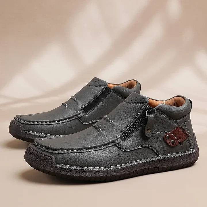 👞🛒 Męskie, ręcznie robione, skórzane, wsuwane buty do jazdy samochodem – szeroki nosek, wsparcie łuku stopy