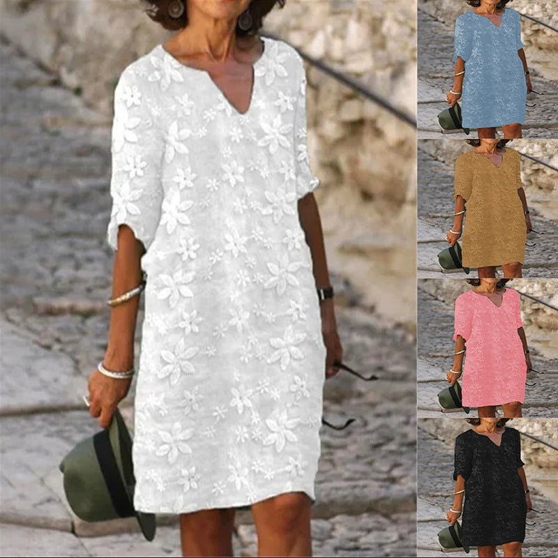 👗【S-5XL】【Rasprodaja za kraj ljeta】Pamuk-lanena haljina s cvjetnim printom