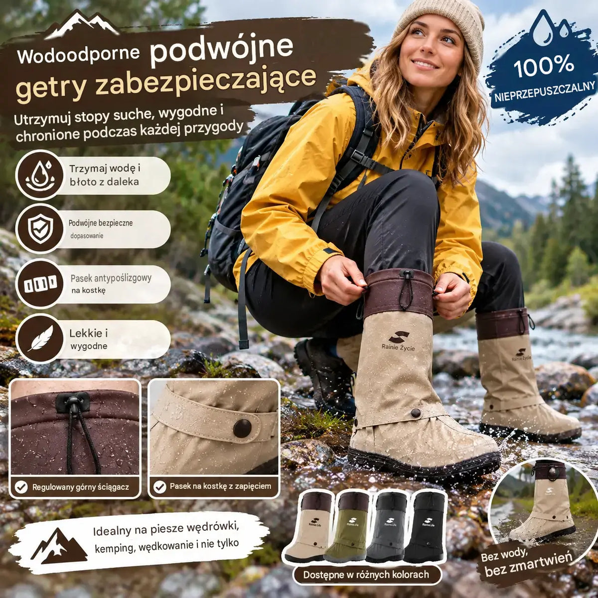 🔥🎁 Składane, wysokie i wodoodporne ochraniacze na buty: wyposażone w antypoślizgową podeszwę oraz podwójny system zapięcia, zostały stworzone z myślą o codziennych dojazdach i wyjściach w deszczowe dni.