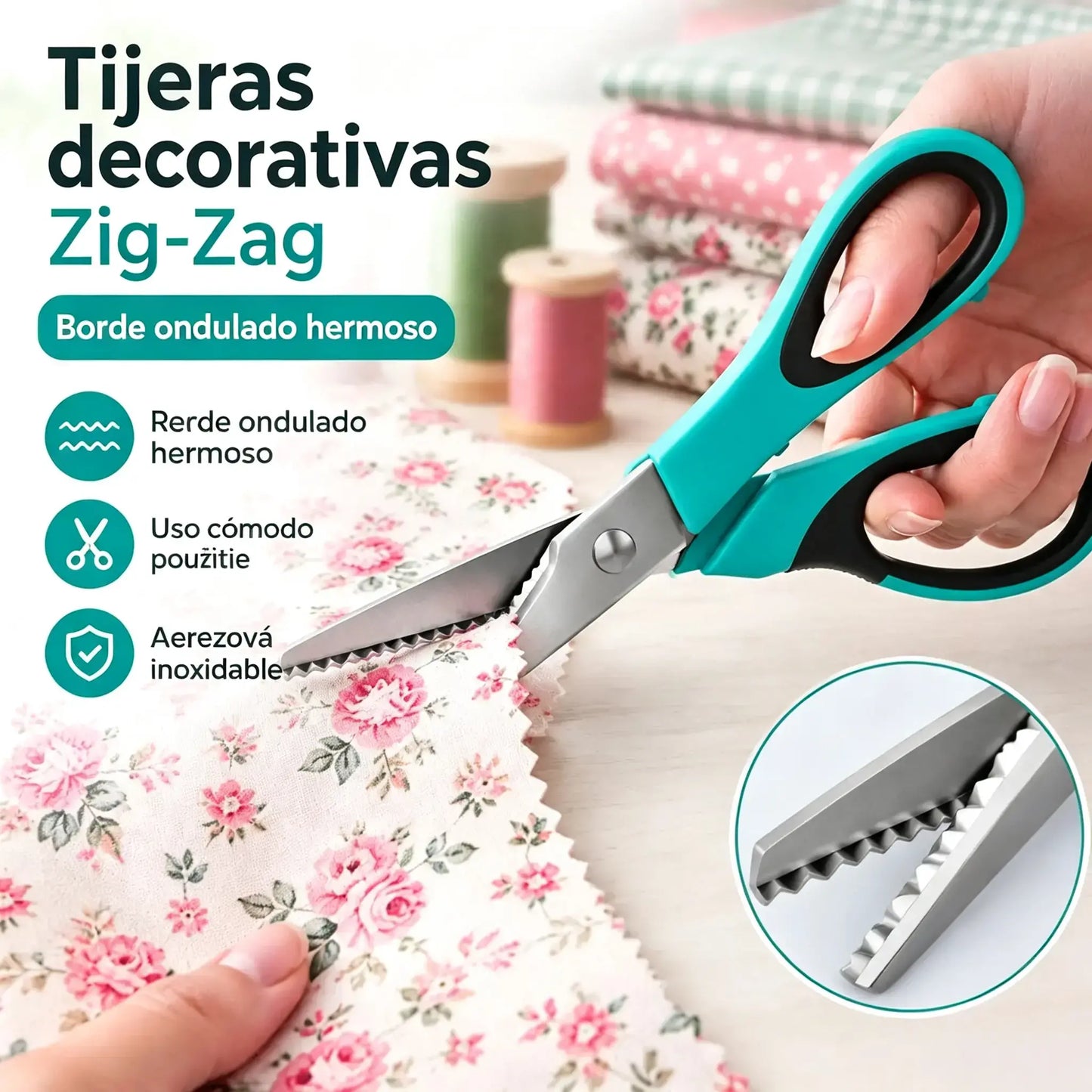 ✂️ Tijeras dentadas profesionales - Tijeras de tela afiladas y dentadas