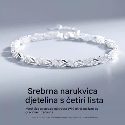 💖🍀 Ženska narukvica od 925 srebra s djetelinom s četiri lista ✨ 50% popusta