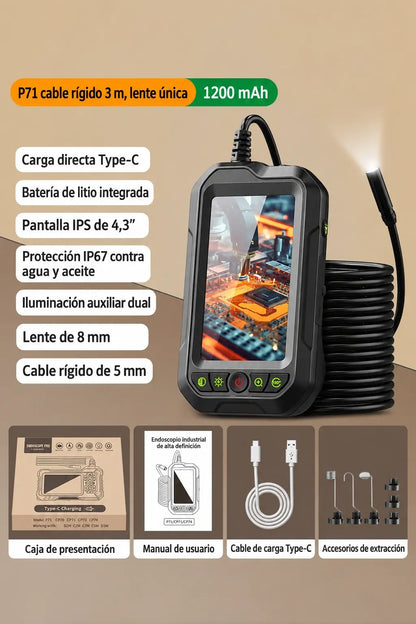 🔍 Oferta por tiempo limitado: ¡50 % de descuento! ✨ Cámara endoscópica portátil HD 1080p con pantalla de 4,3" – Impermeable (IP67), inspección precisa y batería de larga duración ✨
