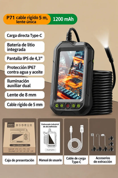 🔍 Oferta por tiempo limitado: ¡50 % de descuento! ✨ Cámara endoscópica portátil HD 1080p con pantalla de 4,3" – Impermeable (IP67), inspección precisa y batería de larga duración ✨