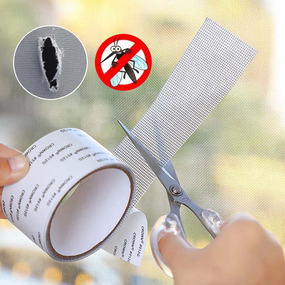 Paquete de 3 (🔥🔥Oferta de último día - Compre 1 y obtenga 2 gratis) Reparación de vidrio de pantalla subsidiada - Pantalla de reparación de puerta de aluminio - Cinta de reparación repelente de mosquitos - Agujeros